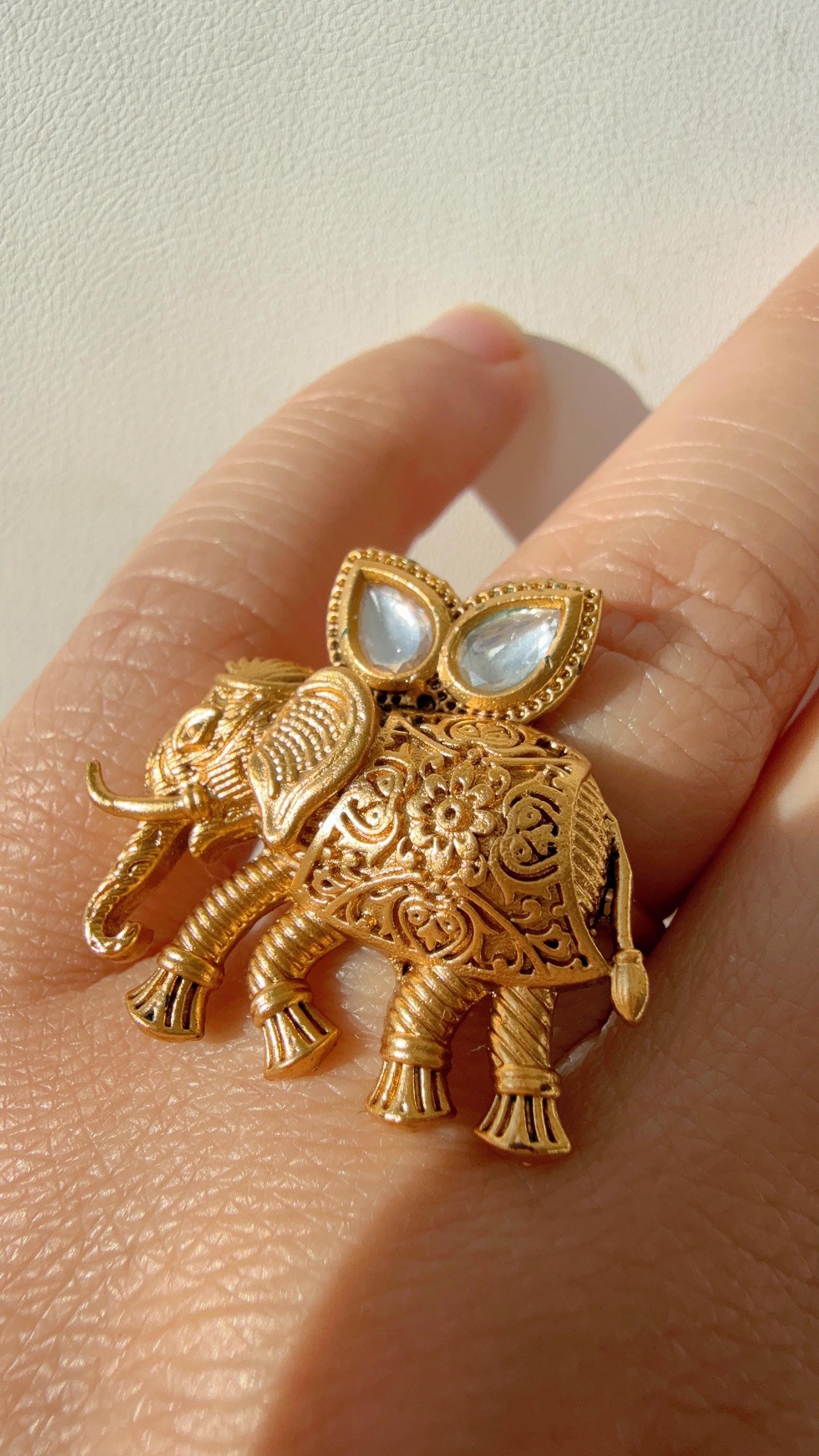 Matt gold Antique gold elephant Ring/Adjustable Ring/ Indian Ring/ Indian Jewelry/Indian Wedding jewelry
