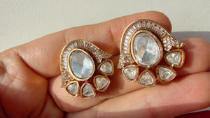 Moissanite diamond Kundan Studs /Indian Jewelry /Statement Stud Earring/Kundan Stud Earrings/Cz Studs/Diamond Studs