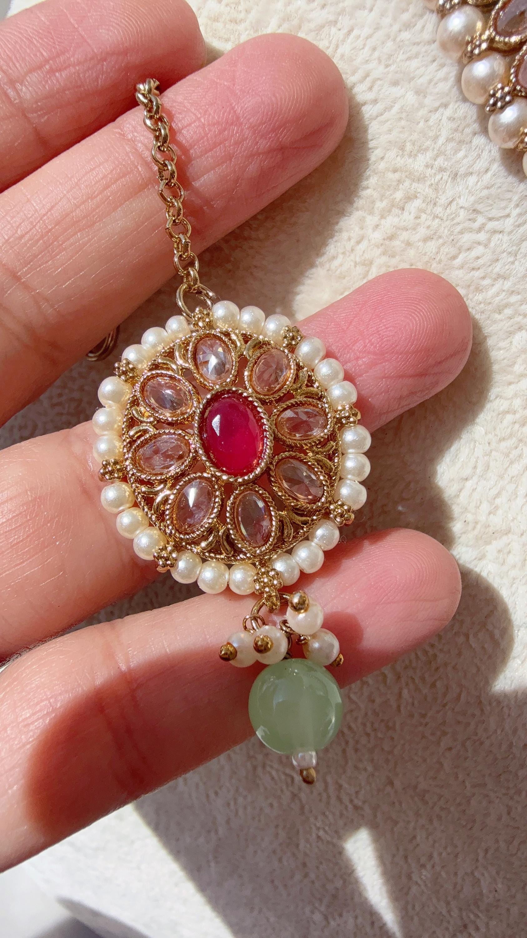 Antique Polki Kundan Fuchsia Pink necklace/Wedding necklace/Bridal necklace/Indian necklace/Indian jewelry/Bridesmaid's