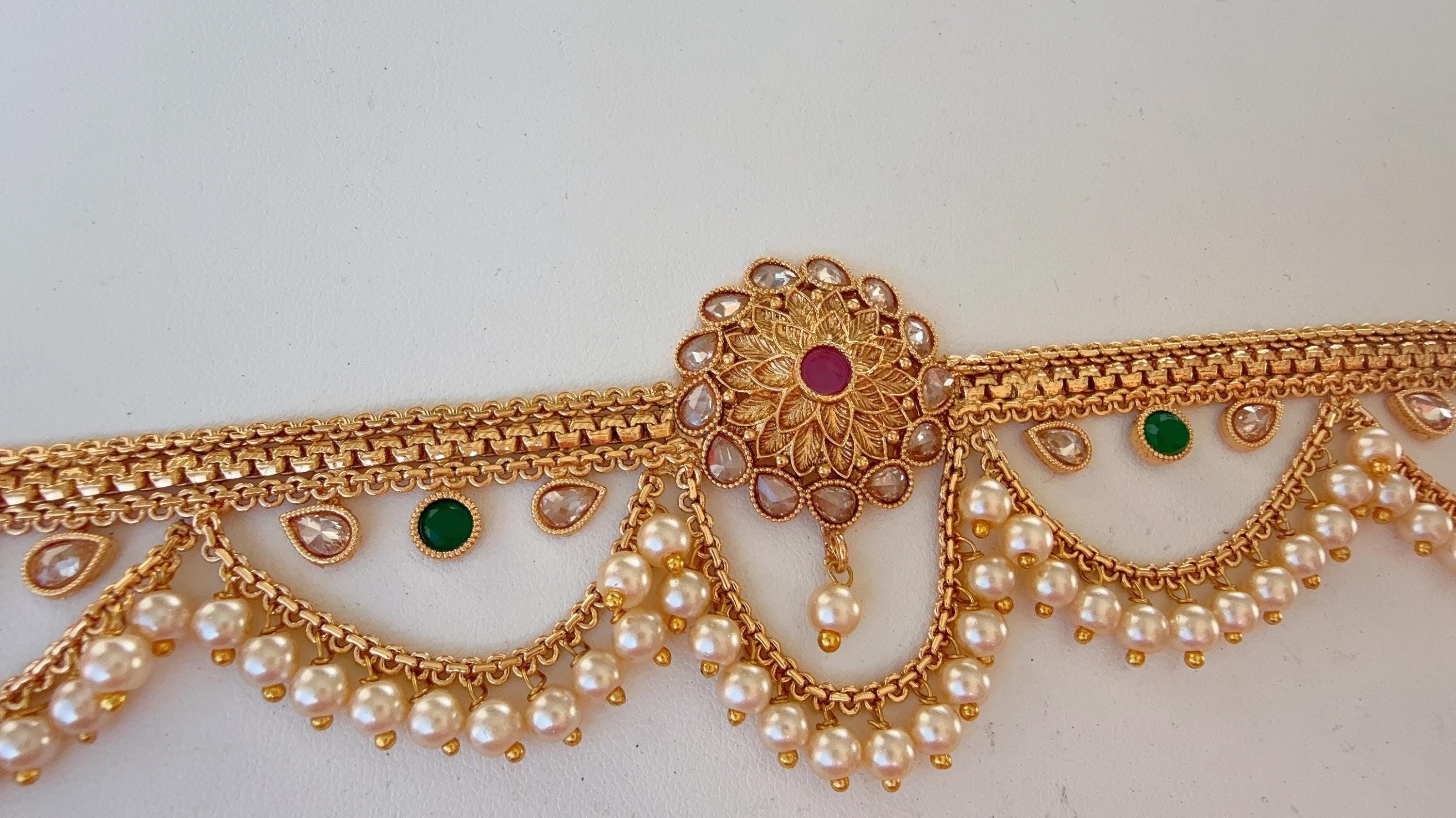 Adjustable Ruby Green Baju bandh/Indian wedding jewelry/Vanki/ Armlet/ Indian Jewelry/Antique Kundan Baju Band/Antique Bajuband