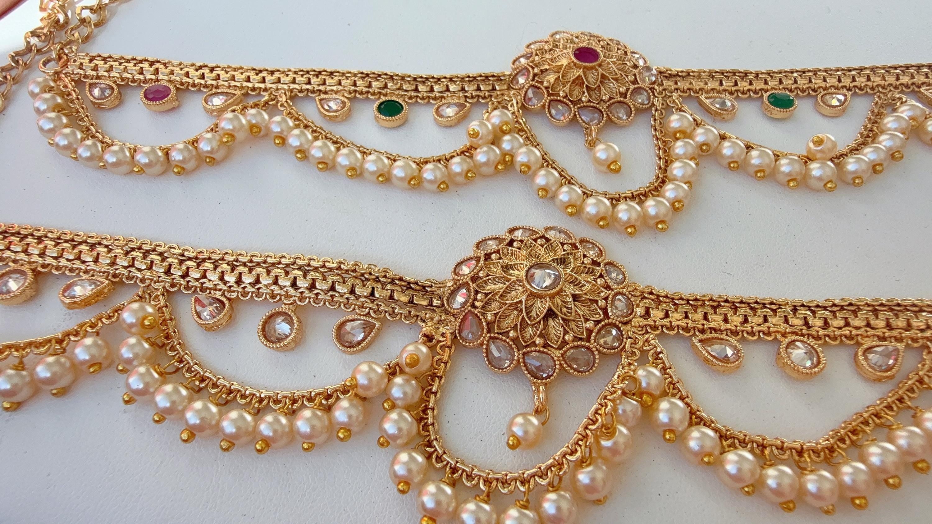 Adjustable Ruby Green Baju bandh/Indian wedding jewelry/Vanki/ Armlet/ Indian Jewelry/Antique Kundan Baju Band/Antique Bajuband