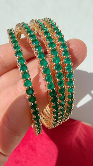 Set of 4 Emerald Green CZ 1 gram gold Bangles /CZ Bangles/ indian Bangles/Indian Jewelry / Indian BangleGreen diamond Bracelets