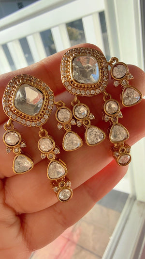 Moissanite Kundan diamond Studs /Indian Jewelry /Statement Stud Earring/Kundan Stud Earrings/Cz Studs/Diamond Studs