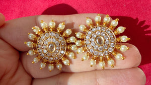 Kundan Stud Diamond Earrings /Indian Studs/Indian Jewelry/Ruby Green Studs/Statement Stud Earring/Kundan Stud Earrings