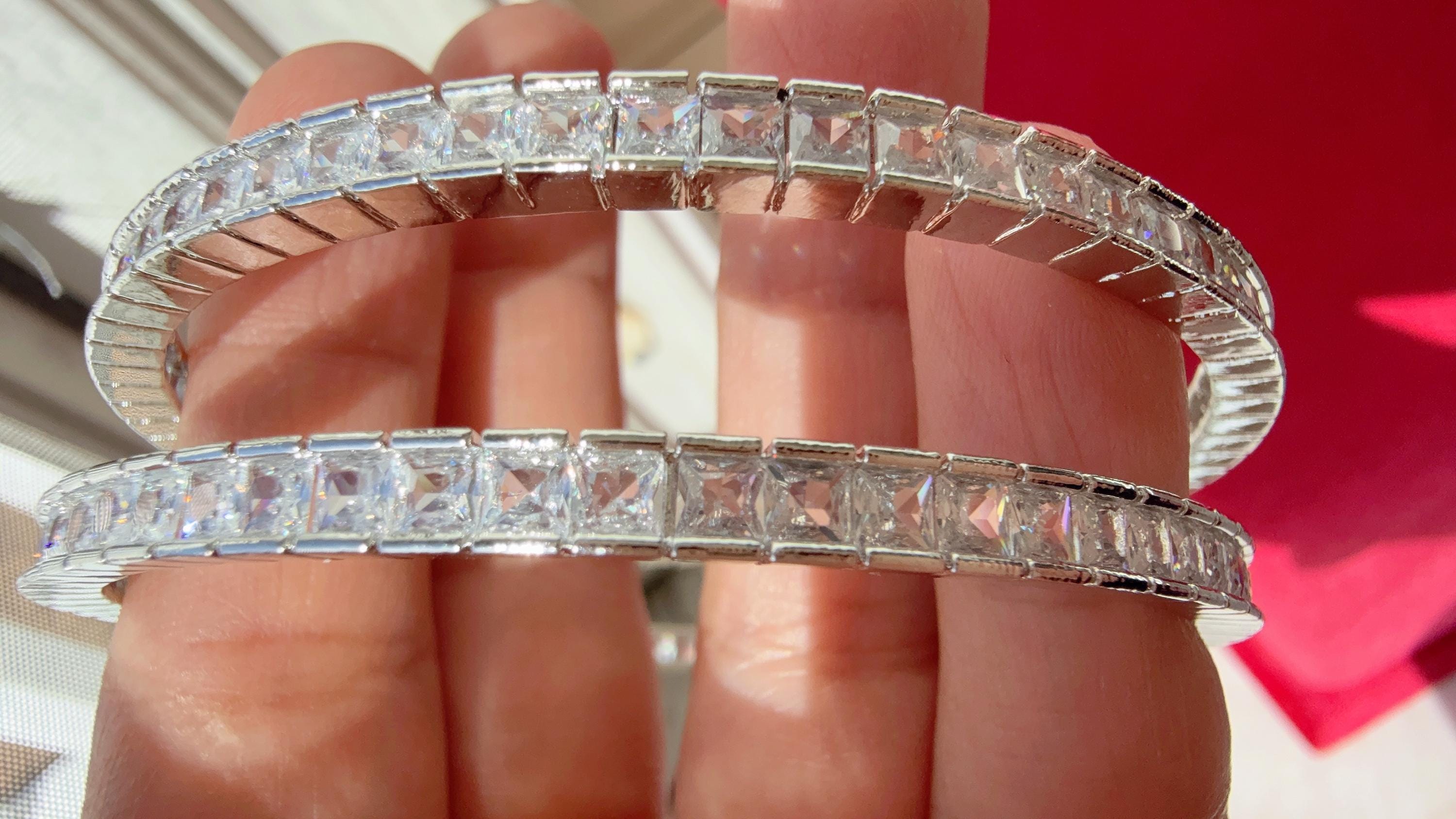 Rhodium Silver American diamond bangles/ Marquise cut Simulated Diamond Bangle diamond bracelet/Indian bangles /bridal jewelry