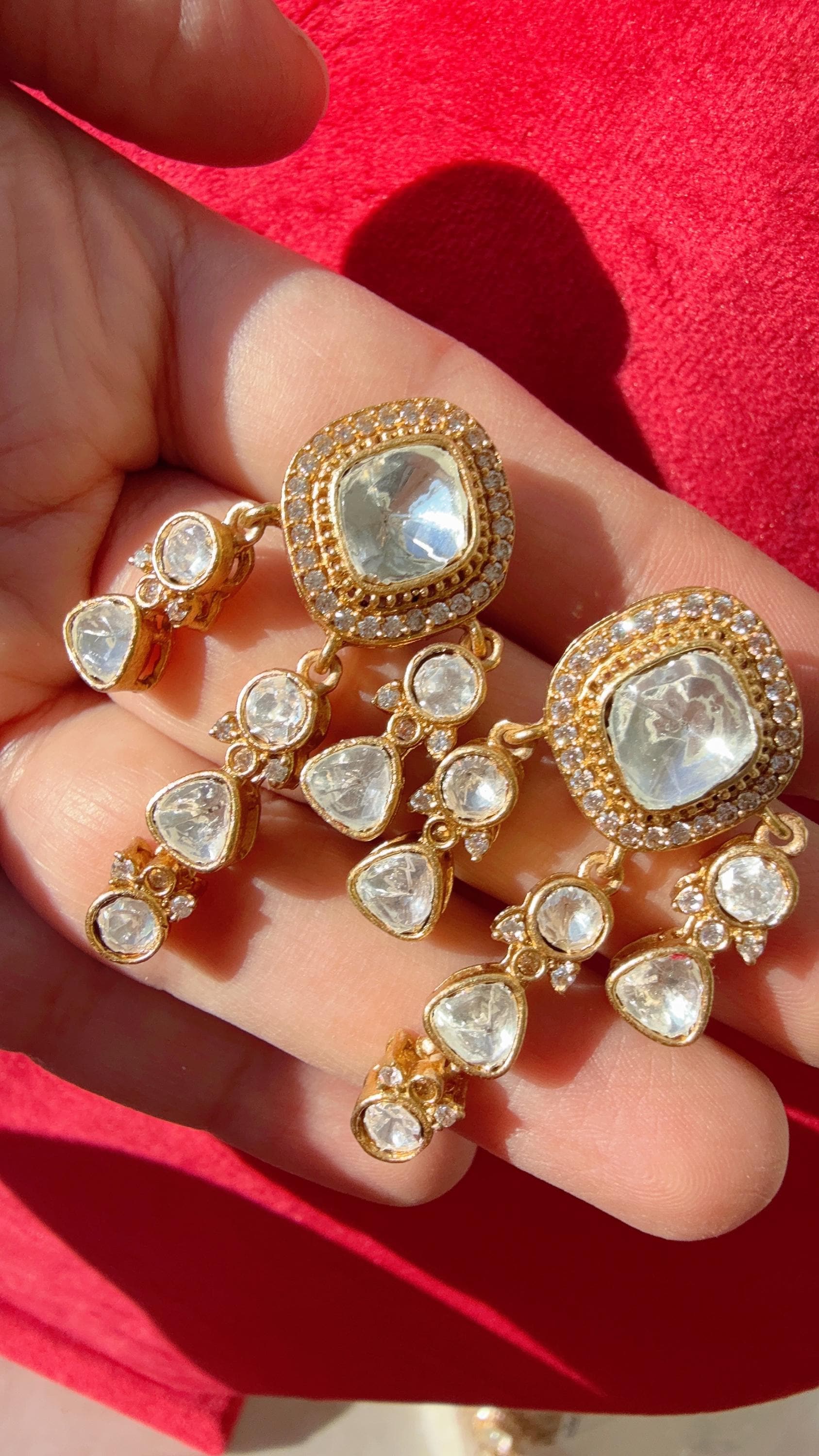 Moissanite Kundan diamond Studs /Indian Jewelry /Statement Stud Earring/Kundan Stud Earrings/Cz Studs/Diamond Studs