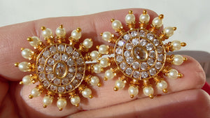 Kundan Stud Diamond Earrings /Indian Studs/Indian Jewelry/Ruby Green Studs/Statement Stud Earring/Kundan Stud Earrings