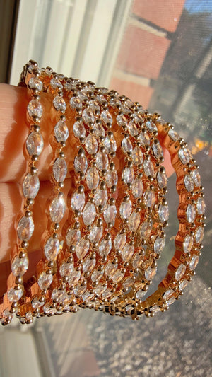 cubic zirconia bangles set of 12/ Indian CZ Bangles/ gold diamond Bangle Set/Set of 12 gold American Diamond CZ Bangles/Bridal Bangles