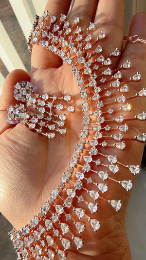Rain Diamond Necklace Rose gold /Indian jewelry/ CZ Choker/Bridal choker/Diamond choker/ Indian Necklace/Rose diamond choker