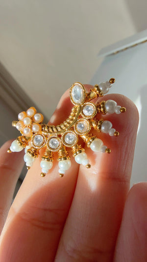 Marathi nose ring/Gold Nath/Indian Jewelry /Bridal Nath/No piercing Required/Ruby Green set