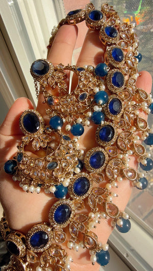 Antique Polki Kundan necklace with earrings and Tikka /Wedding necklace/Bridal necklace/Indian necklace/Indian jewelry/Polki necklace
