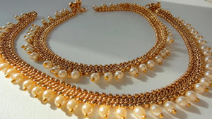 Indian gold plated Payal Pair /Indian Anklets/ Gold Anklet Payal/Bridal anklet/ Payal/ Panjeb/ Indian Jewelry/ gold plated payal pair
