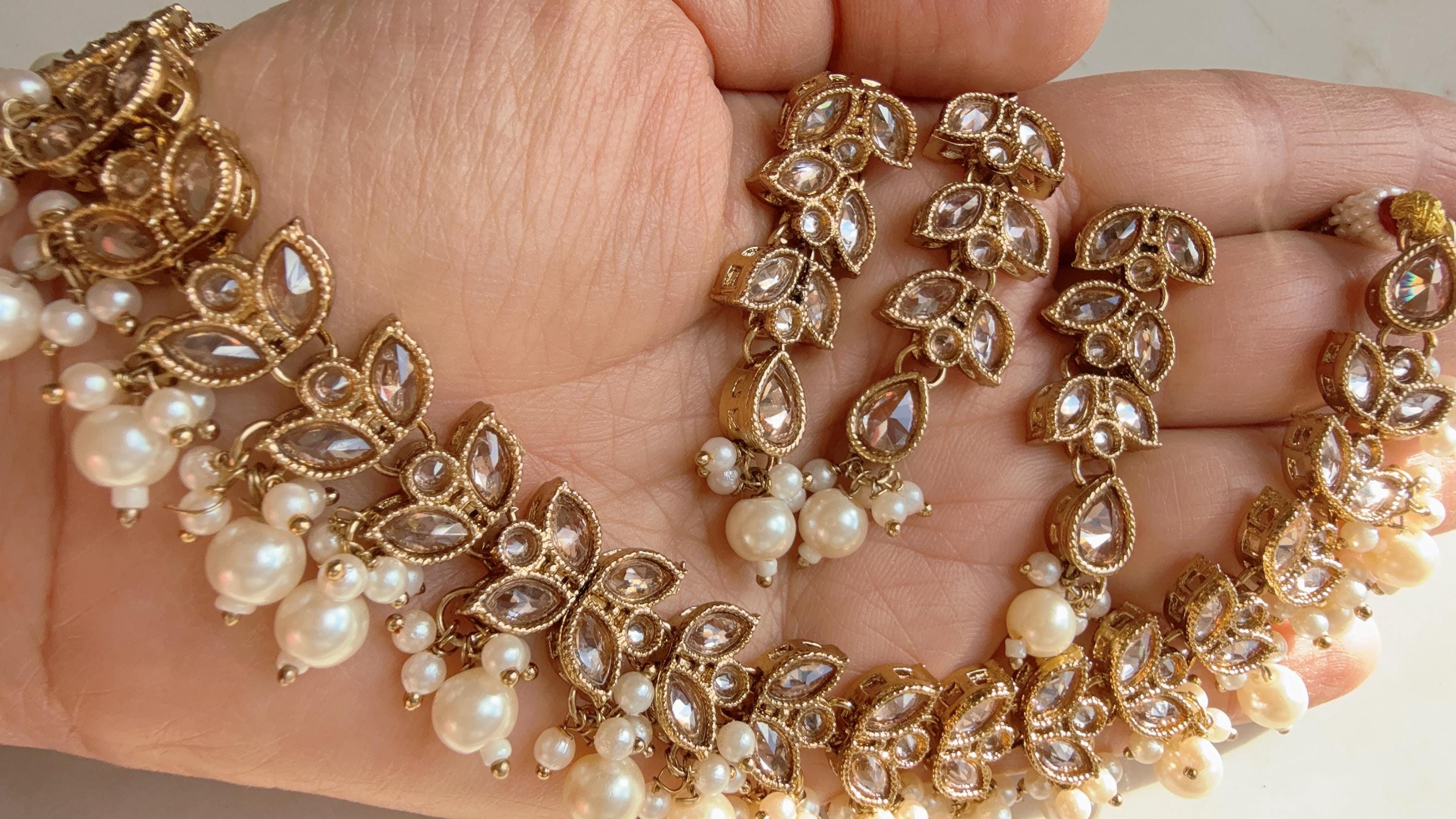 Antique Polki Kundan necklace/Wedding necklace/Bridal necklace/Indian necklace/Indian jewelry/Polki necklace