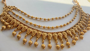 Gold plated Ruby Green Ear Chain/Sahare/Earring support chain/Kaan sahara//Pakistani Jewelry/Bahubali Earrings/Indian Jewelry