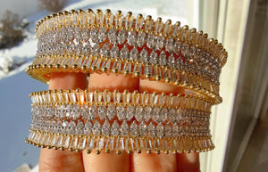 2 Tone gold American diamond bangles / Cz stone 2 tone gold kada / Indian bangles/Indian Jewelry /bridal Kada bangles /Diamond bracelet