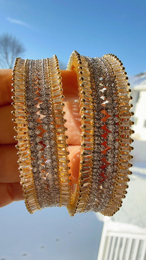 2 Tone gold American diamond bangles / Cz stone 2 tone gold kada / Indian bangles/Indian Jewelry /bridal Kada bangles /Diamond bracelet