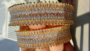 2 Tone gold American diamond bangles / Cz stone 2 tone gold kada / Indian bangles/Indian Jewelry /bridal Kada bangles /Diamond bracelet