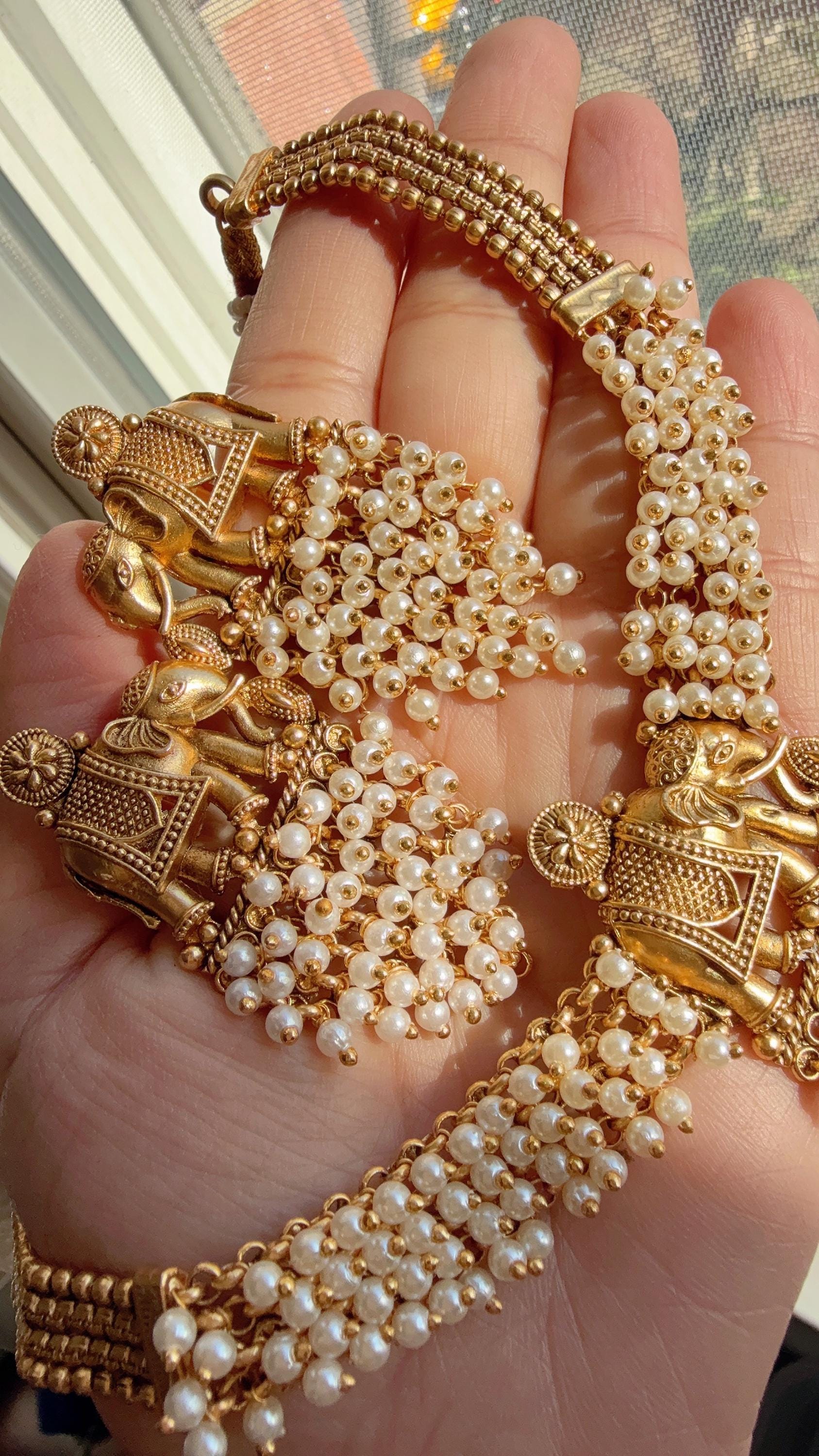Rajwadi finish Traditional Elephant Pearl Earrings/pearls Jhumkas /Indian wedding/Kundan Jhumka/ gold jhumka