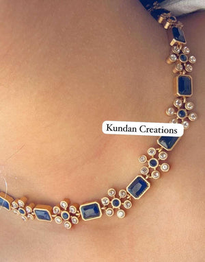 Petite classy Antique Polki Kundan necklace/Wedding necklace/Blue necklace/Indian necklace/Indian jewelry/Polki Blue necklace