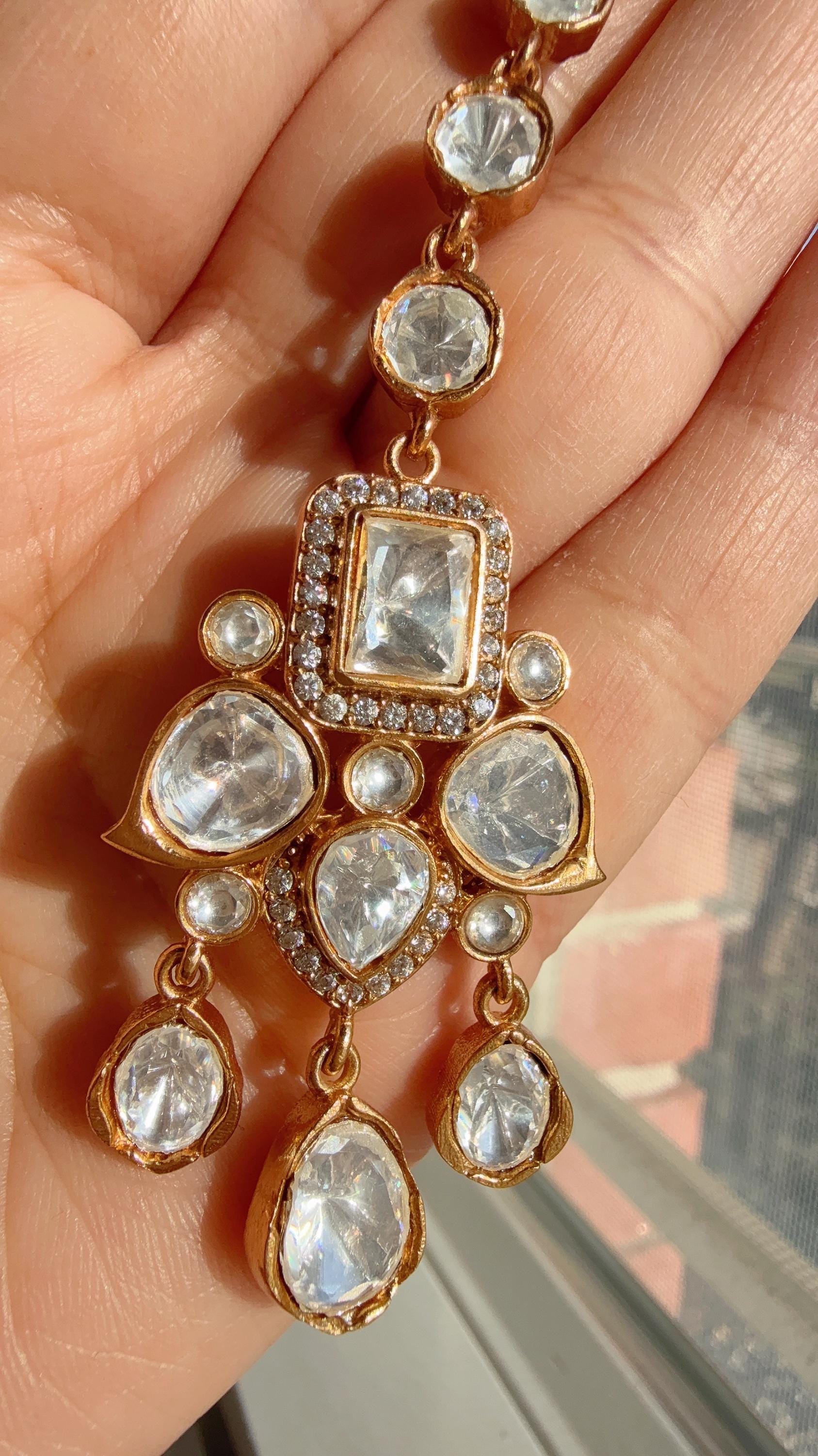 American Diamond gold Maang tikka/ Indian Wedding Jewelry/ Pakistani Jewelry/ Matha patti/ Indian forehead jewelry/Indian Jewelry