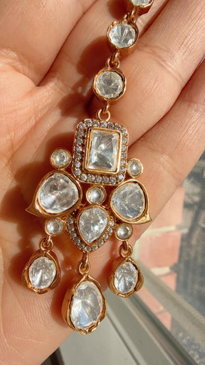 American Diamond gold Maang tikka/ Indian Wedding Jewelry/ Pakistani Jewelry/ Matha patti/ Indian forehead jewelry/Indian Jewelry