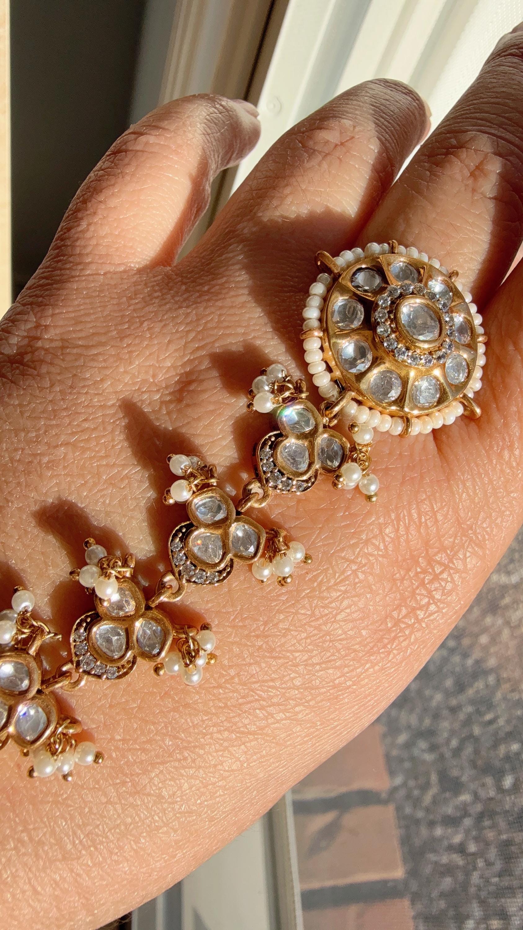 Sabyasachi inspired Moissanite diamond Bridal Hathphool /Diamond hand harness/Indian Jewelry/Hand Jewelry/Hathh Panja