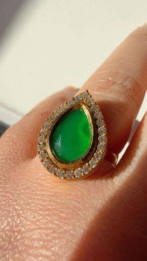 Bridal Kundan Moissanite green Emerald diamond Ring/Kundan Statement Ring /Indian Wedding jewelry/