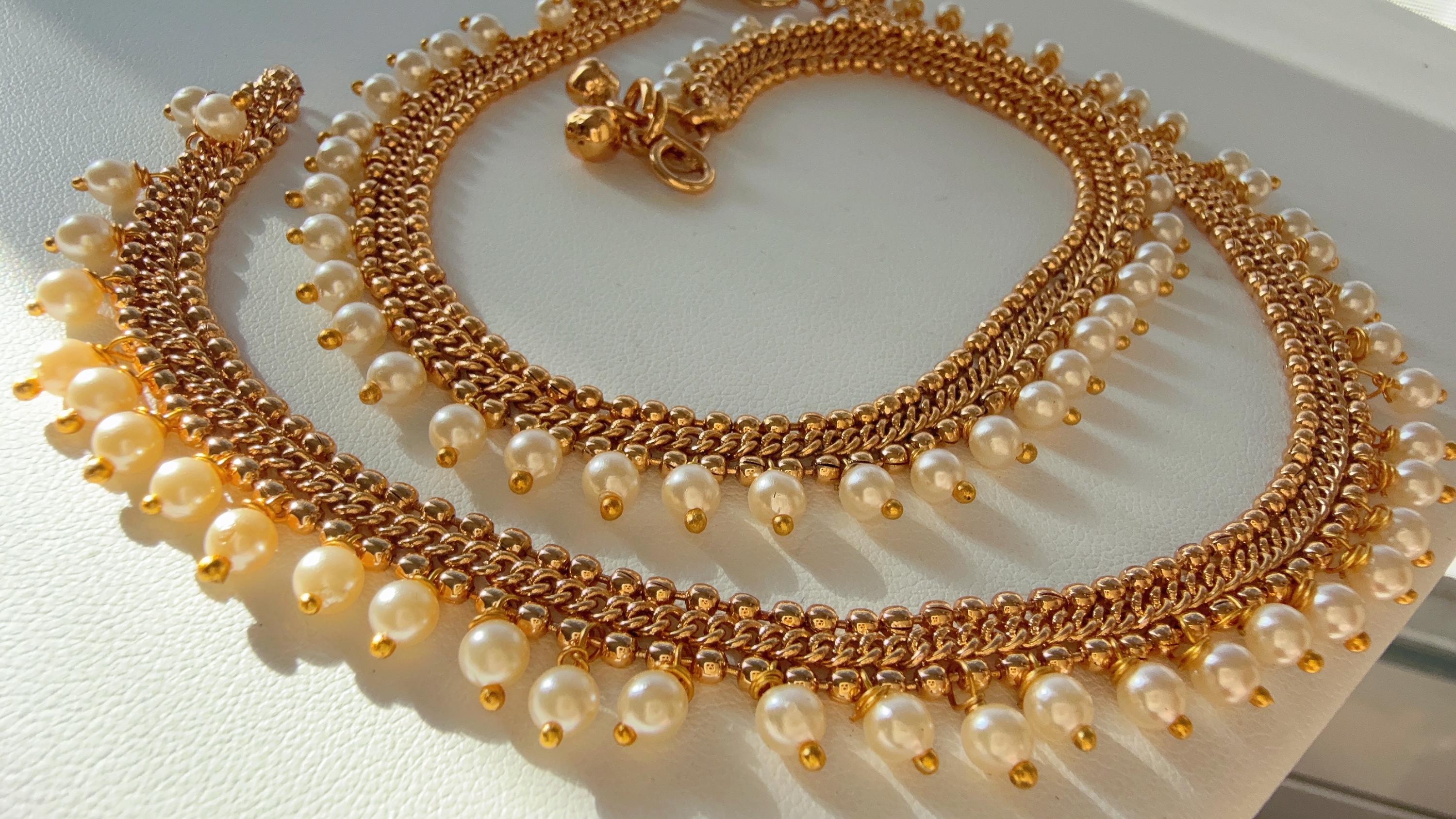 Indian gold plated Payal Pair /Indian Anklets/ Gold Anklet Payal/Bridal anklet/ Payal/ Panjeb/ Indian Jewelry/ gold plated payal pair