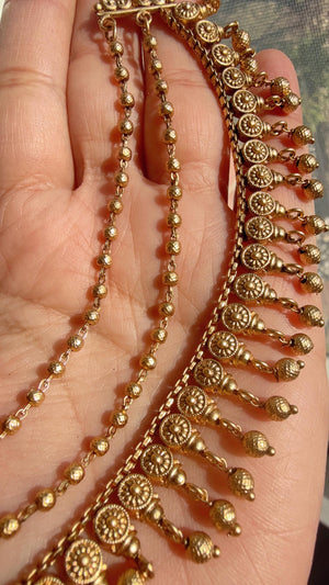Gold plated Ruby Green Ear Chain/Sahare/Earring support chain/Kaan sahara//Pakistani Jewelry/Bahubali Earrings/Indian Jewelry