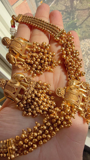 Elephant Choker Necklace /Indian Choker /Guttapusalu necklace /Temple jewelry/South Indian jewelry/Indian Wedding jewelry