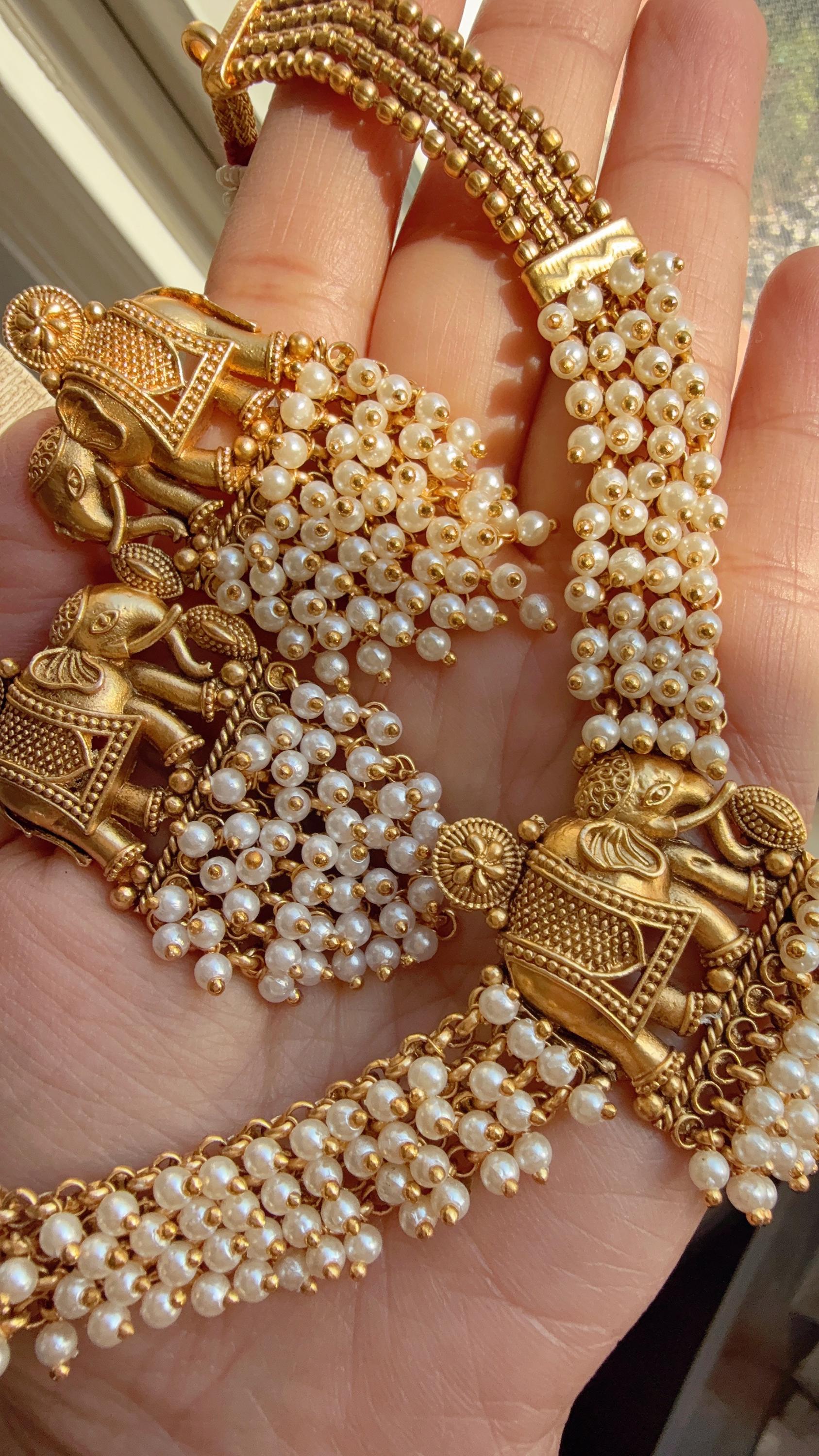 Elephant Choker Necklace /Indian Choker /Guttapusalu necklace /Temple jewelry/South Indian jewelry/Indian Wedding jewelry
