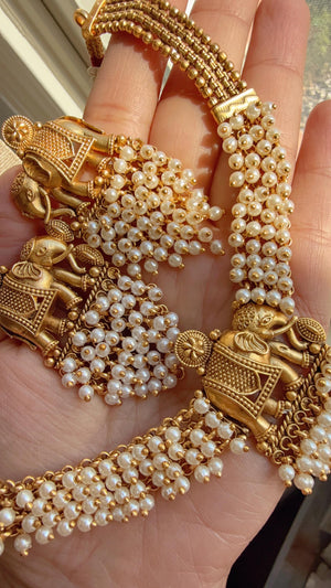 Elephant Choker Necklace /Indian Choker /Guttapusalu necklace /Temple jewelry/South Indian jewelry/Indian Wedding jewelry