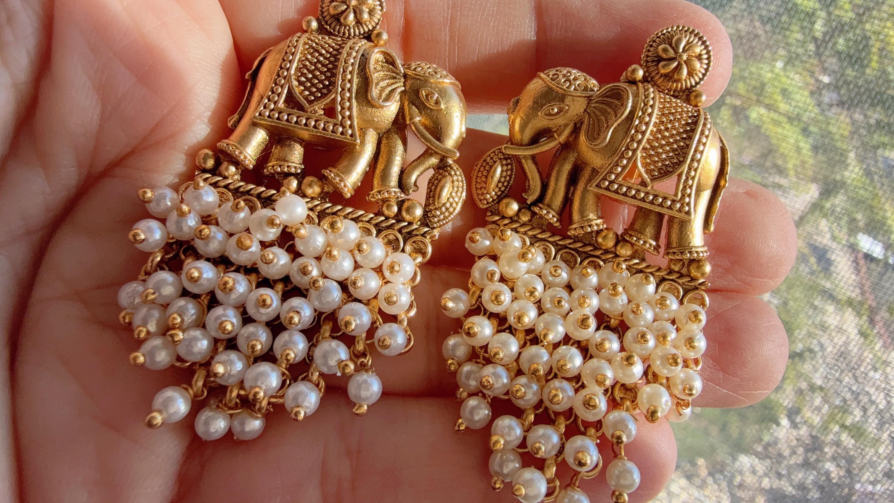Elephant Choker Necklace /Indian Choker /Guttapusalu necklace /Temple jewelry/South Indian jewelry/Indian Wedding jewelry