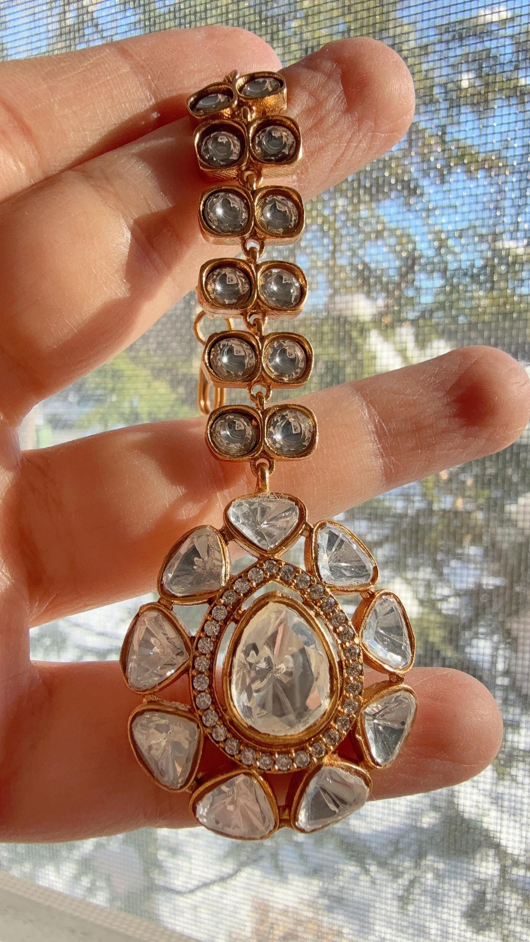 Versatile Bridal Sabyasachi inspired Kundan Maang Tikka/Moissanite diamond Maang Tikka Next to real / Bridal head accessory