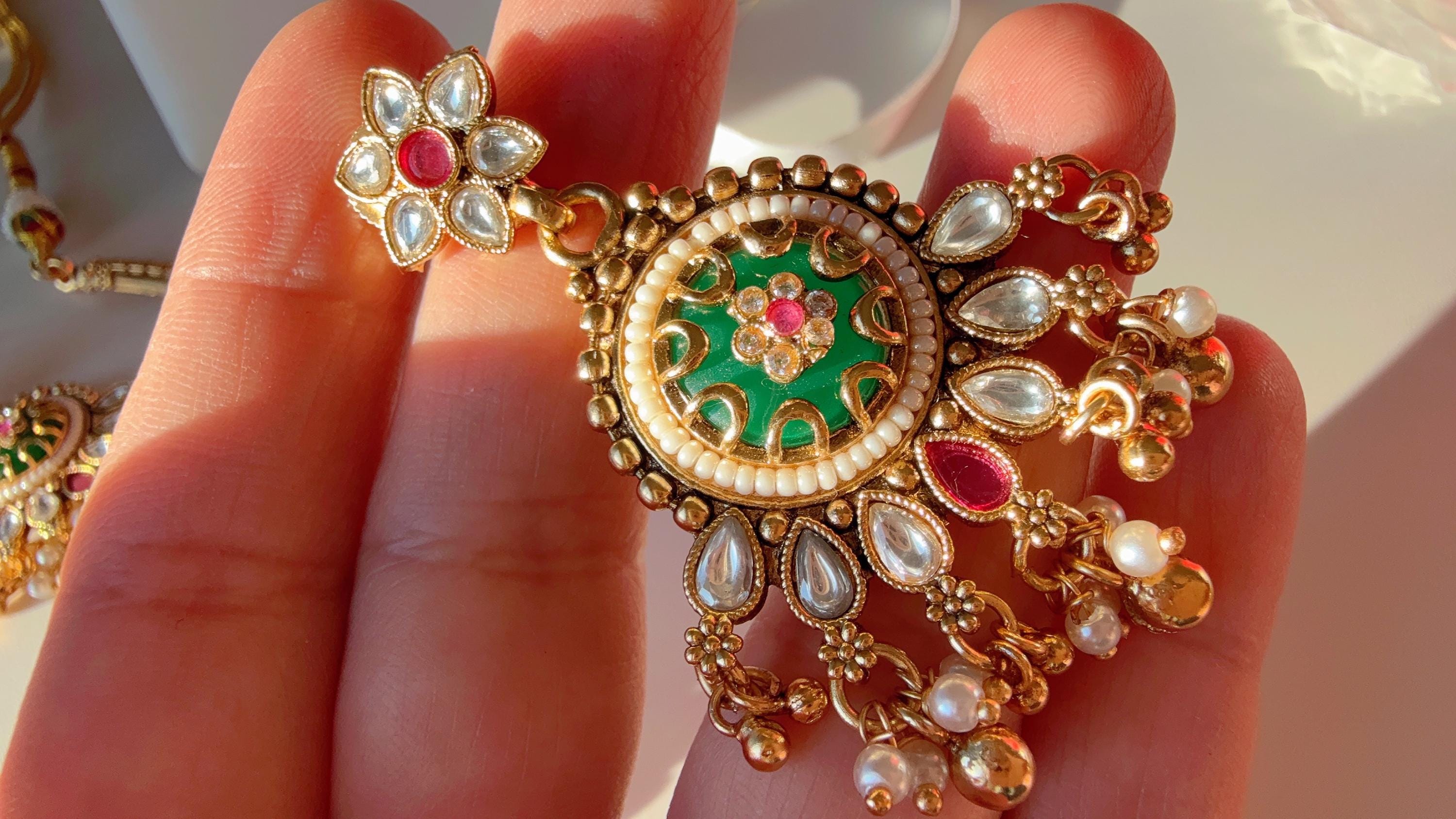 Heritage inspired hasli style Kundan Necklace Set with bonus Maang tikka //Kundan Heritage Necklace Set//