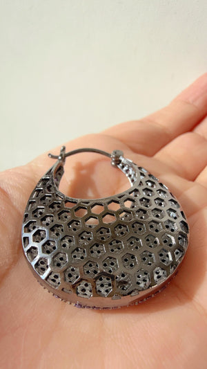 Ria Pave setting Diamond hoop Firoza earrings/Dressy hoops earrings/diamond jhumka/Bali Earrings