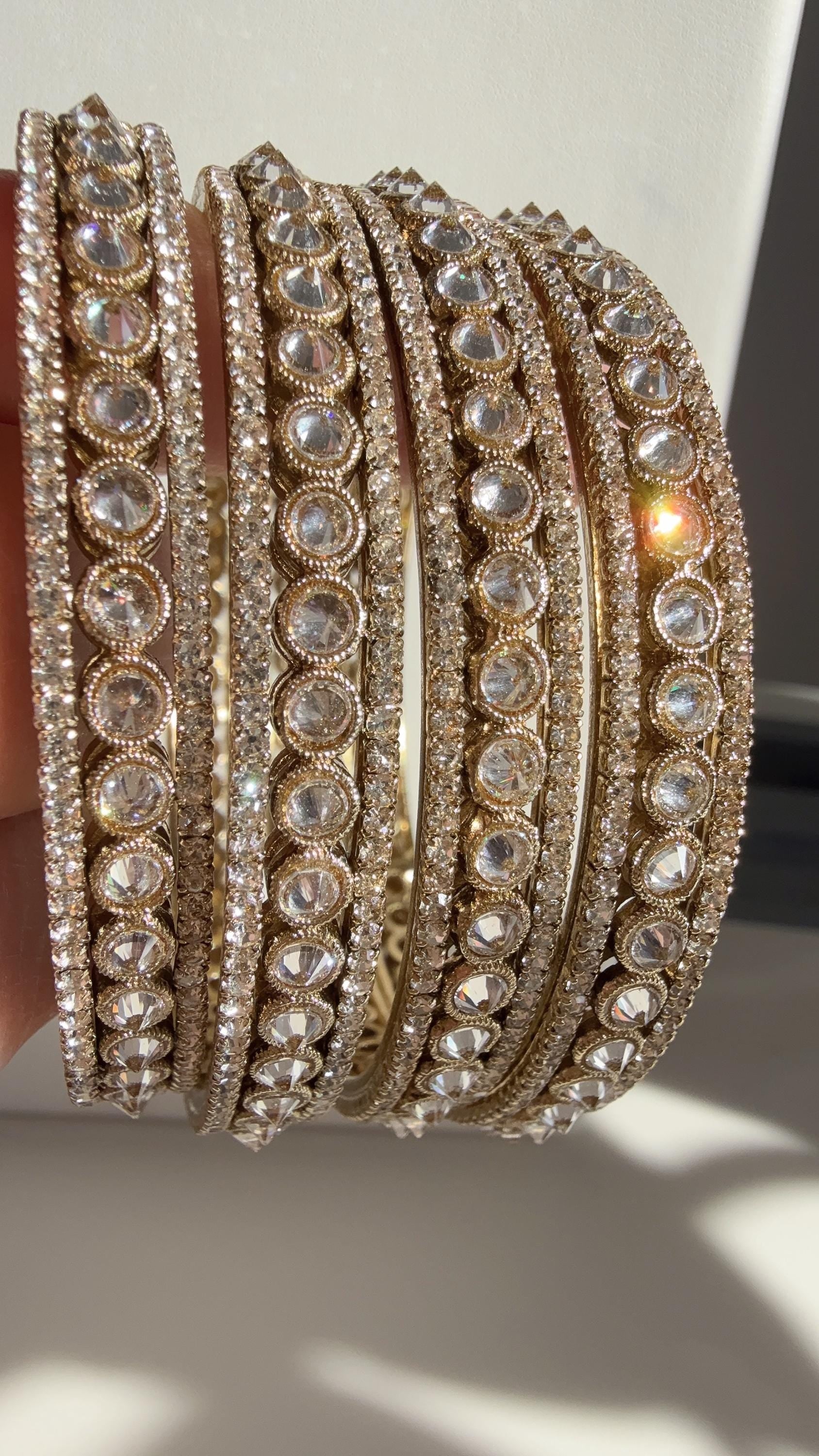 Versatile Antique color Set of 4 Polki Kundan antique finish Bangles/ Wedding bangles /Indian jewelry/ Kundan bangles Dull bangles set