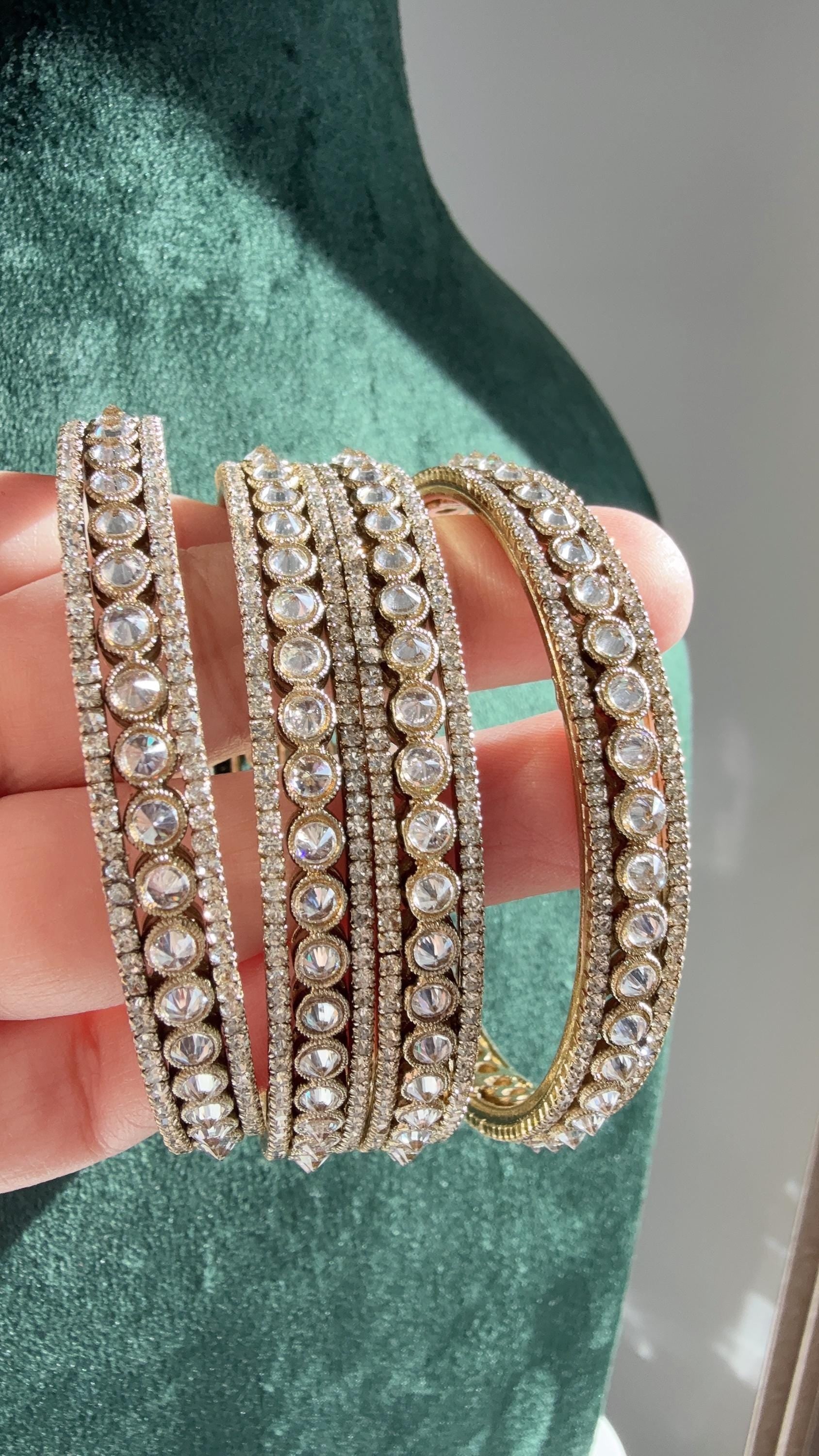 Versatile Antique color Set of 4 Polki Kundan antique finish Bangles/ Wedding bangles /Indian jewelry/ Kundan bangles Dull bangles set
