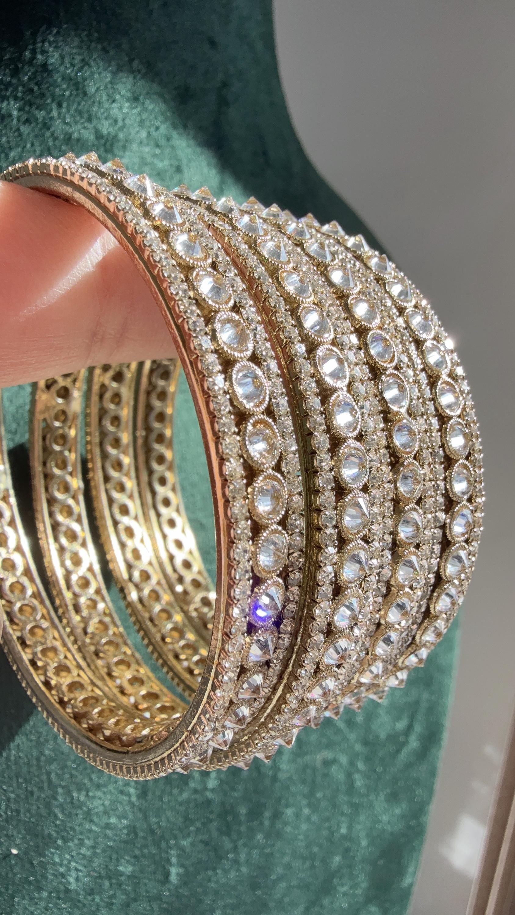 Versatile Antique color Set of 4 Polki Kundan antique finish Bangles/ Wedding bangles /Indian jewelry/ Kundan bangles Dull bangles set