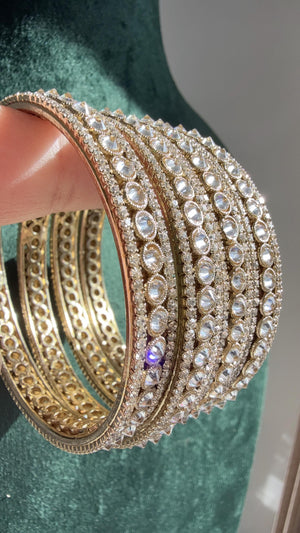 Versatile Antique color Set of 4 Polki Kundan antique finish Bangles/ Wedding bangles /Indian jewelry/ Kundan bangles Dull bangles set