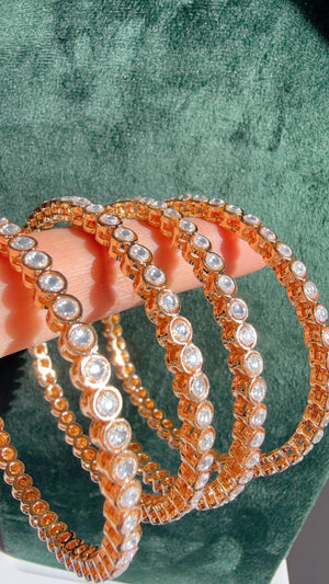 Versatile Gold Set of 4 Polki Kundan gold finish Bangles/ Wedding bangles /Indian jewelry/ Kundan bangles set
