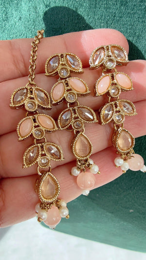 Neha Antique Polki Kundan peach necklace/Wedding necklace/Bridal necklace/Indian necklace/Indian jewelry/Blue necklace