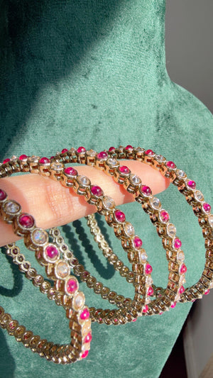 Antique finish Kundan polki Ruby Bangles Set(4 Pc)/Indian bangles/Indian Jewelry/ kundan bangles/Bridal bangles/wedding jewelry