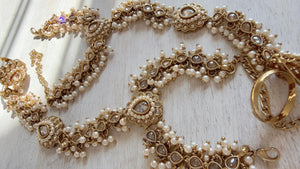 Antique dull Gold Polki Pearl Kundan Hath Paan single /hand harness/Indian Jewelry/Hand Jewelry/Haath phool/Hathh Panja
