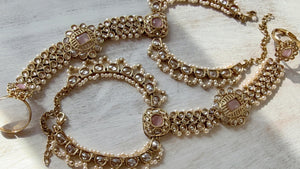 Ava Antique dull Baby Pink Polki Pearl Kundan Hath Paan single /hand harness/Indian Jewelry/Hand Jewelry/Haath phool/Hathh Panja