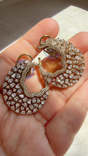 Marquise-Cut Diamond Stud Earrings/Diamond Antique gold Diamond studs /Indian Studs/Indian Jewelry/diamond Studs/Statement Stud Earring/