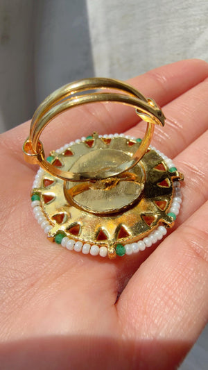 Jadau Pachi Kundan finger ring /Bridal Kundan Moissanite diamond Ring/Adjustable Ring/Diamond Ring /Indian Wedding jewelry/