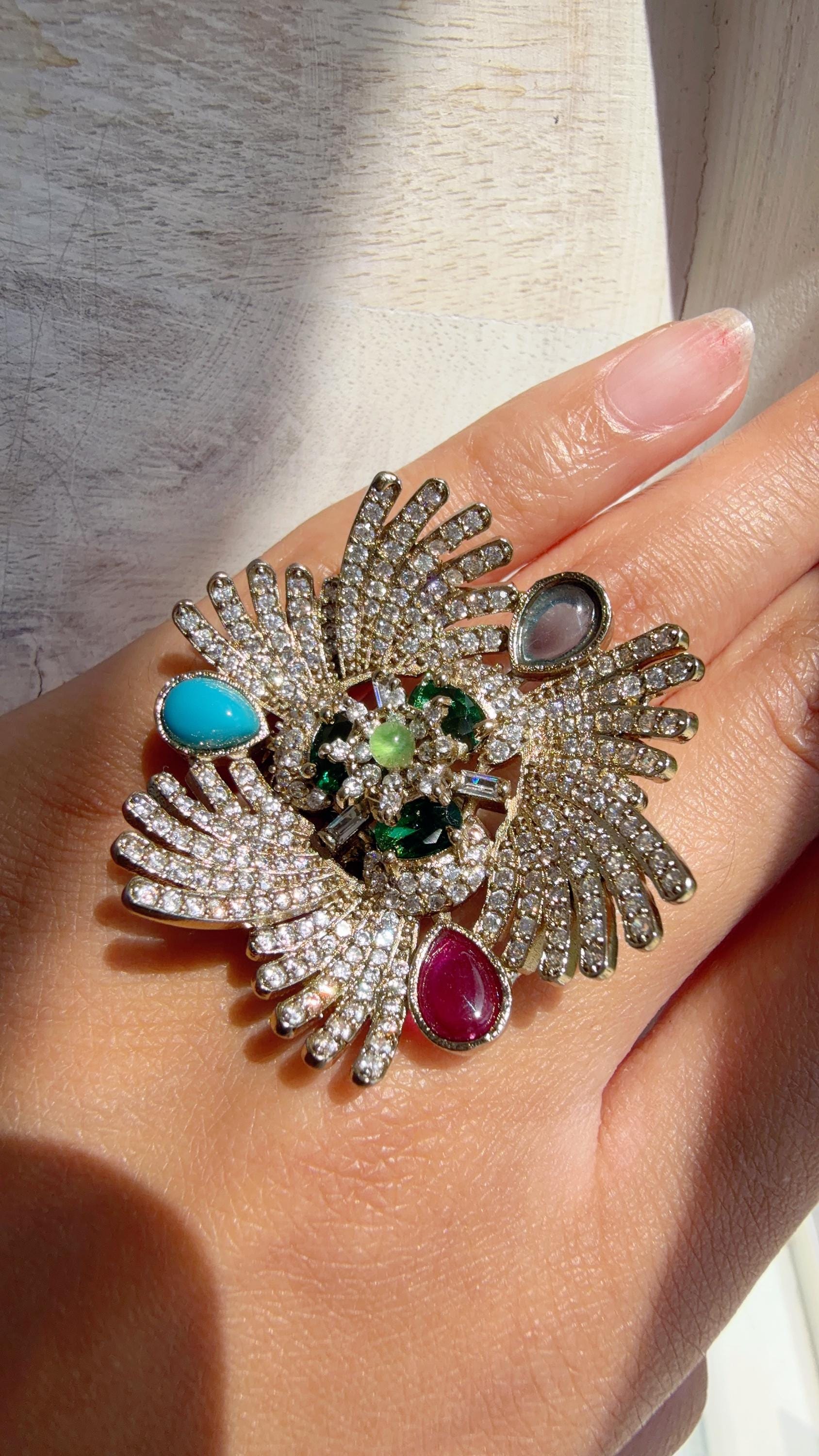 Multi stone Cocktail ring/Bridal Kundan diamond Ring/Adjustable Ring/Diamond Kundan Ring /Indian Wedding jewelry/