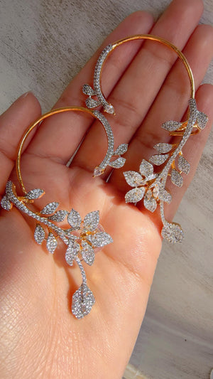Diamond Earcuff 2 tone diamond Jhumkas/ear cuff jhumka / Diamond earrings /Indian wedding jewelry