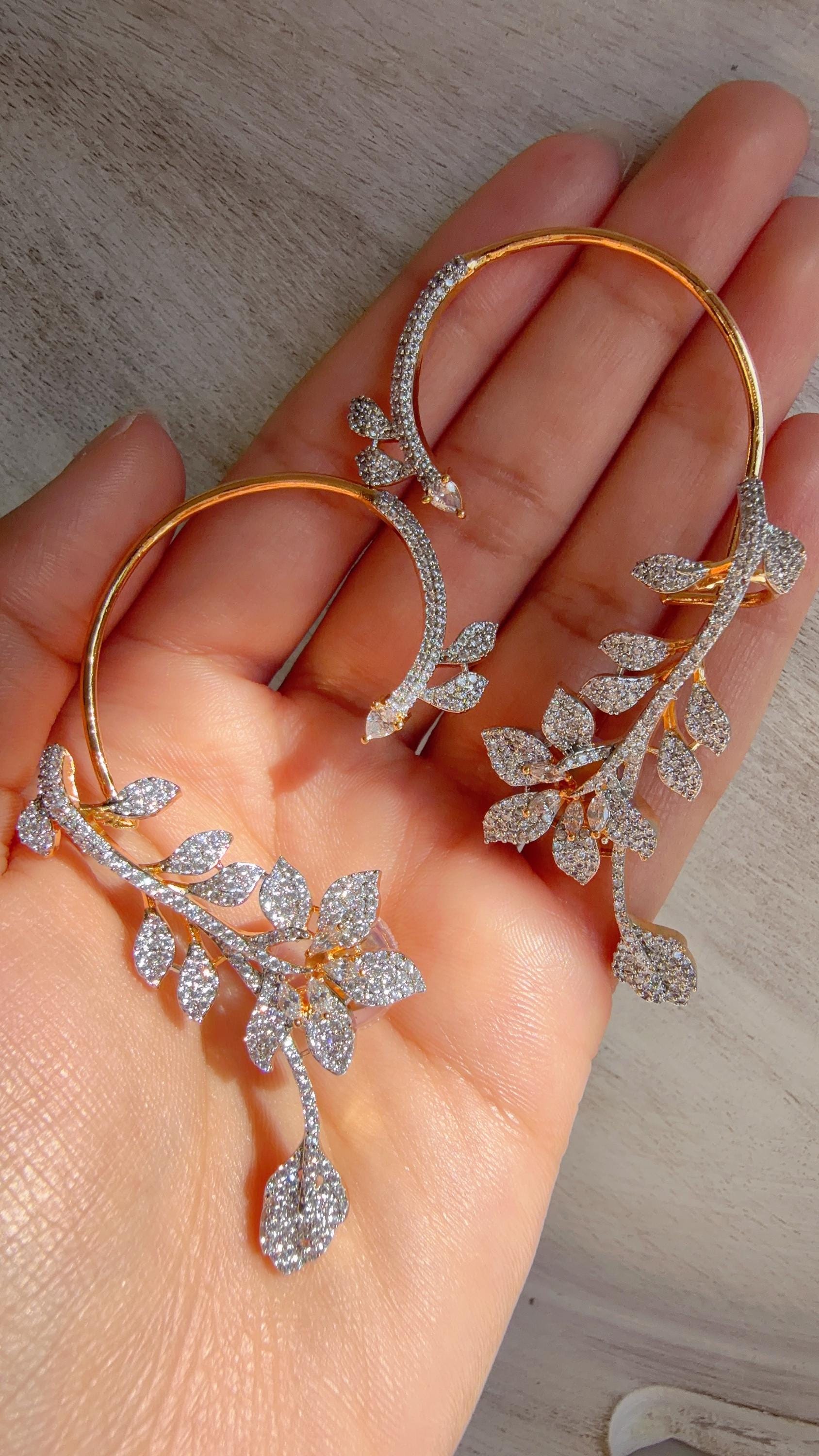 Diamond Earcuff 2 tone diamond Jhumkas/ear cuff jhumka / Diamond earrings /Indian wedding jewelry